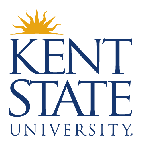 Kent State University logo, blue with sunburst moved variant