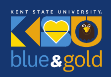 Kent State University, K heart U blue & gold variant