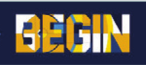 BEGIN, wordmark, yellow/white variant