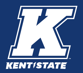 University K Emblem, White with Kent State wordmark variant