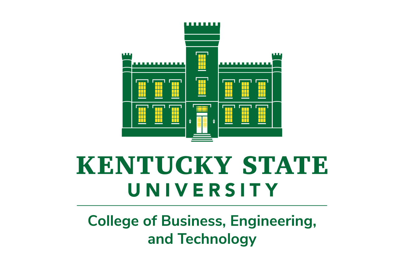 building icon with wordmark and college name, stacked, College of Business, Engineering, and Technology variant, cell 12