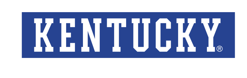 KENTUCKY wordmark, white with outline on blue box variant