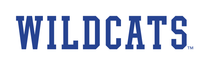 WILDCATS wordmark, blue with outline variant