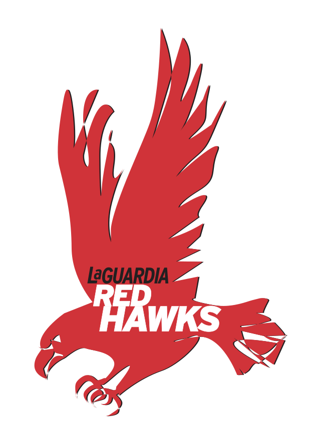 Red Hawks mascot logo, vertical full color variant, cell 7