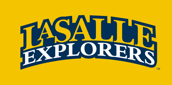 Wordmark 'LASALLE EXPLORERS', blue/white on yellow variant, cell 5