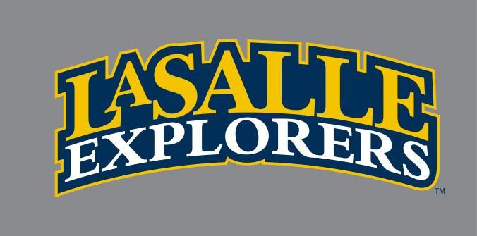 Wordmark 'LASALLE EXPLORERS', blue/yellow on grey variant, cell 6