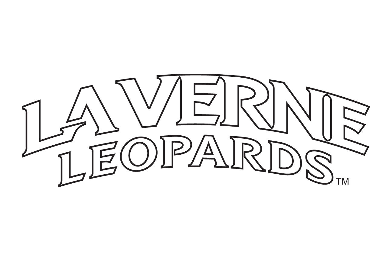 LA VERNE LEOPARDS wordmark, grey and white, white background variant, cell 24