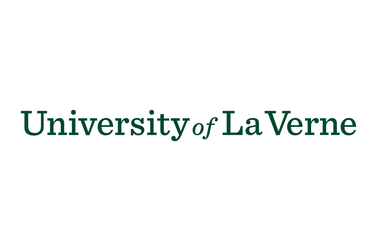 University of La Verne wordmark, horizontal, green and orange variant, cell 45