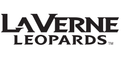LA VERNE LEOPARDS wordmark, serif, black and white, white background variant, cell 43