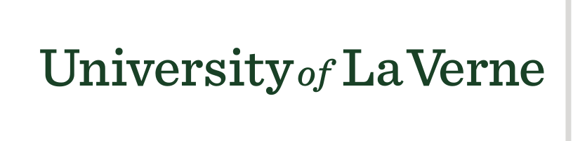 University of La Verne wordmark, horizontal, green and orange variant, cell 45