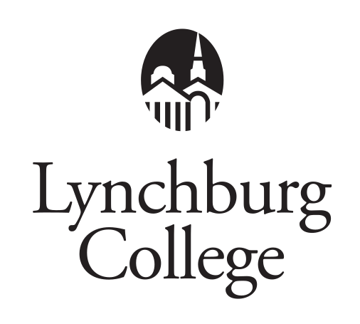 Lynchburg College logo, stacked, black icon variant, cell 63