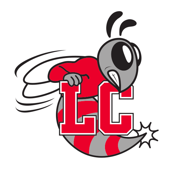 Hornet mascot with LC lettermark, color variant, cell 73