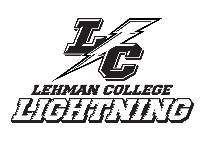 Lehman College Lightning logo, stacked black variant, cell 8