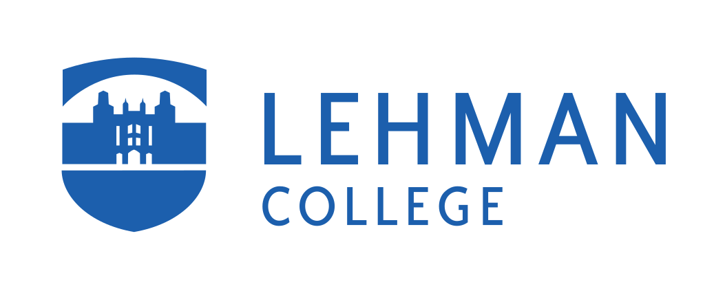 Lehman College logo, blue horizontal variant, cell 16