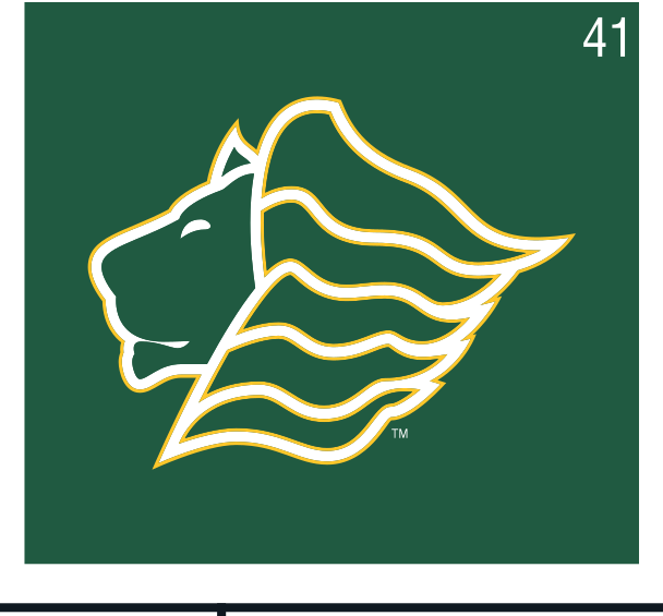 lion head icon, green/gold on green variant, cell 41