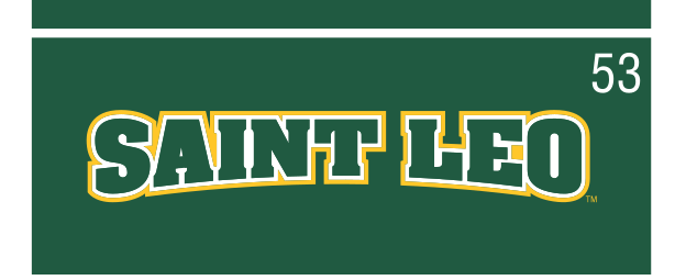 athletic wordmark Saint Leo, green/gold on green variant, cell 53
