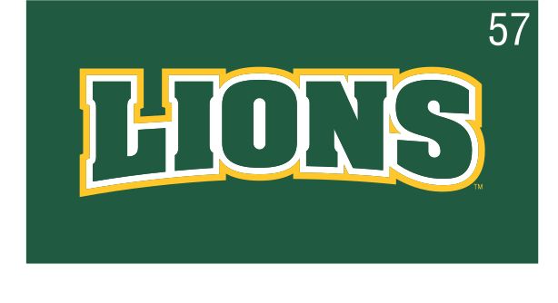athletic wordmark Lions, green/gold on green variant, cell 57