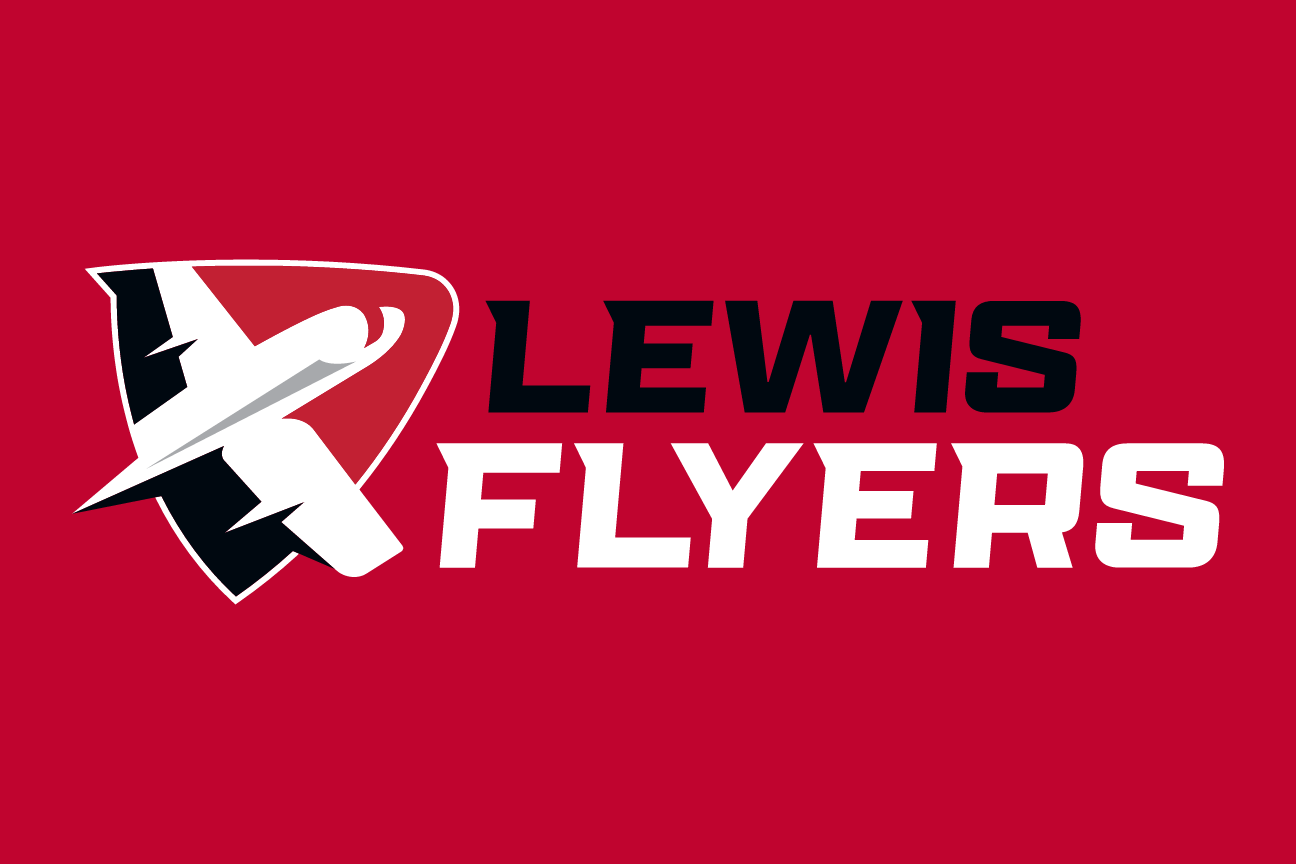 Lewis Flyers primary mark, white/black on red variant, cell 2