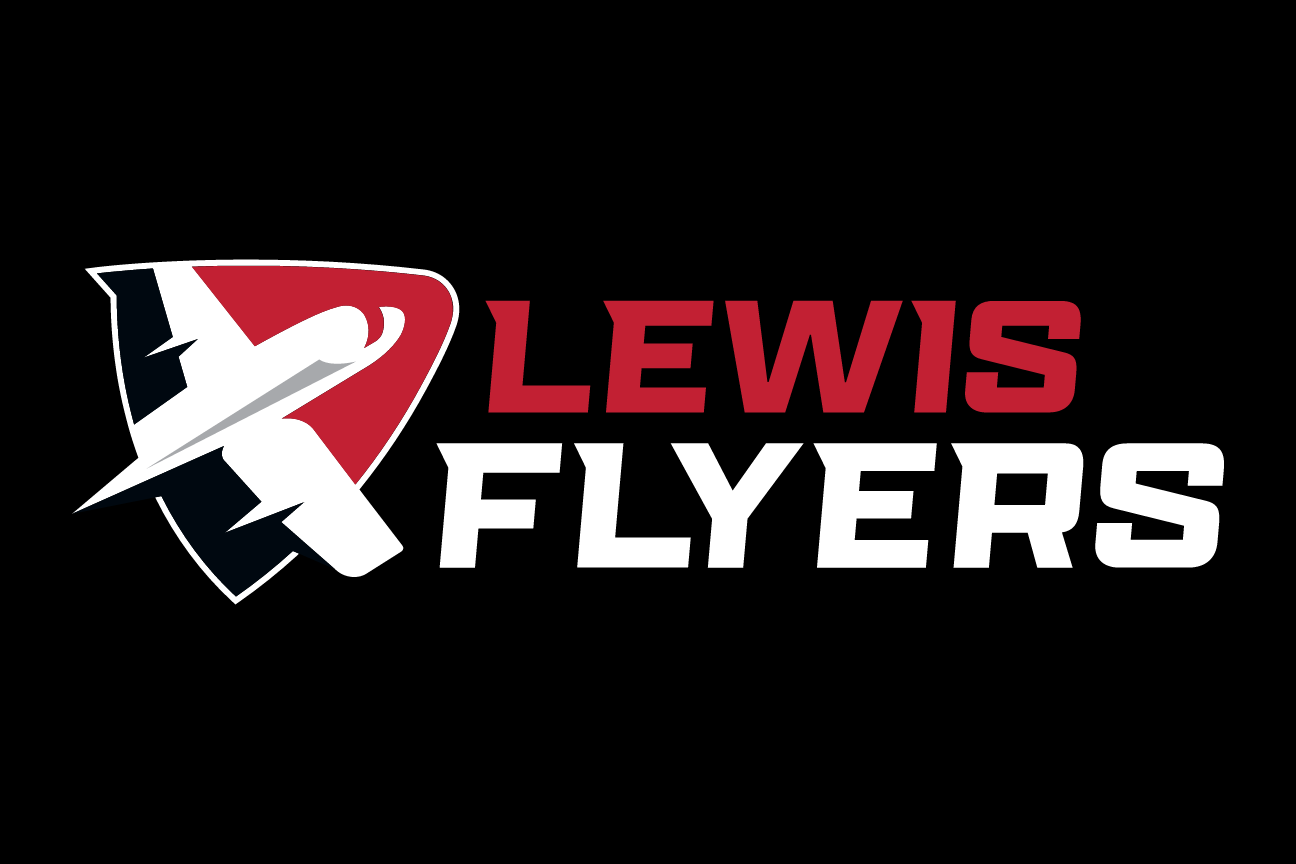 Lewis Flyers primary mark, white/red on black variant, cell 3