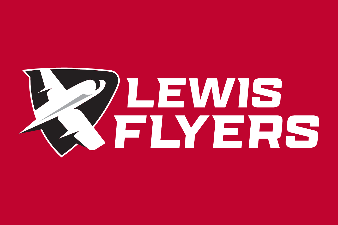 Lewis Flyers primary mark, white/gray on red variant, cell 5
