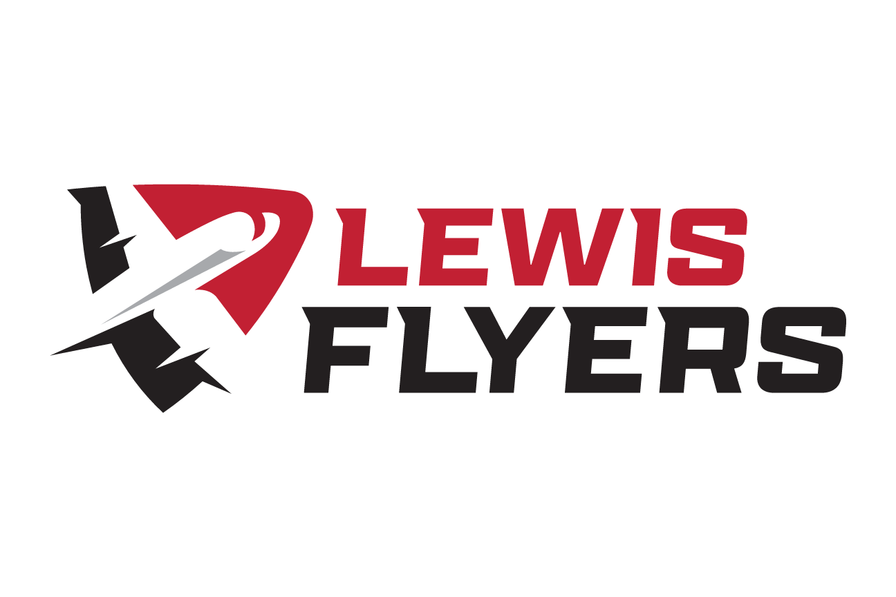Lewis Flyers primary mark, red/gray on white variant, cell 6