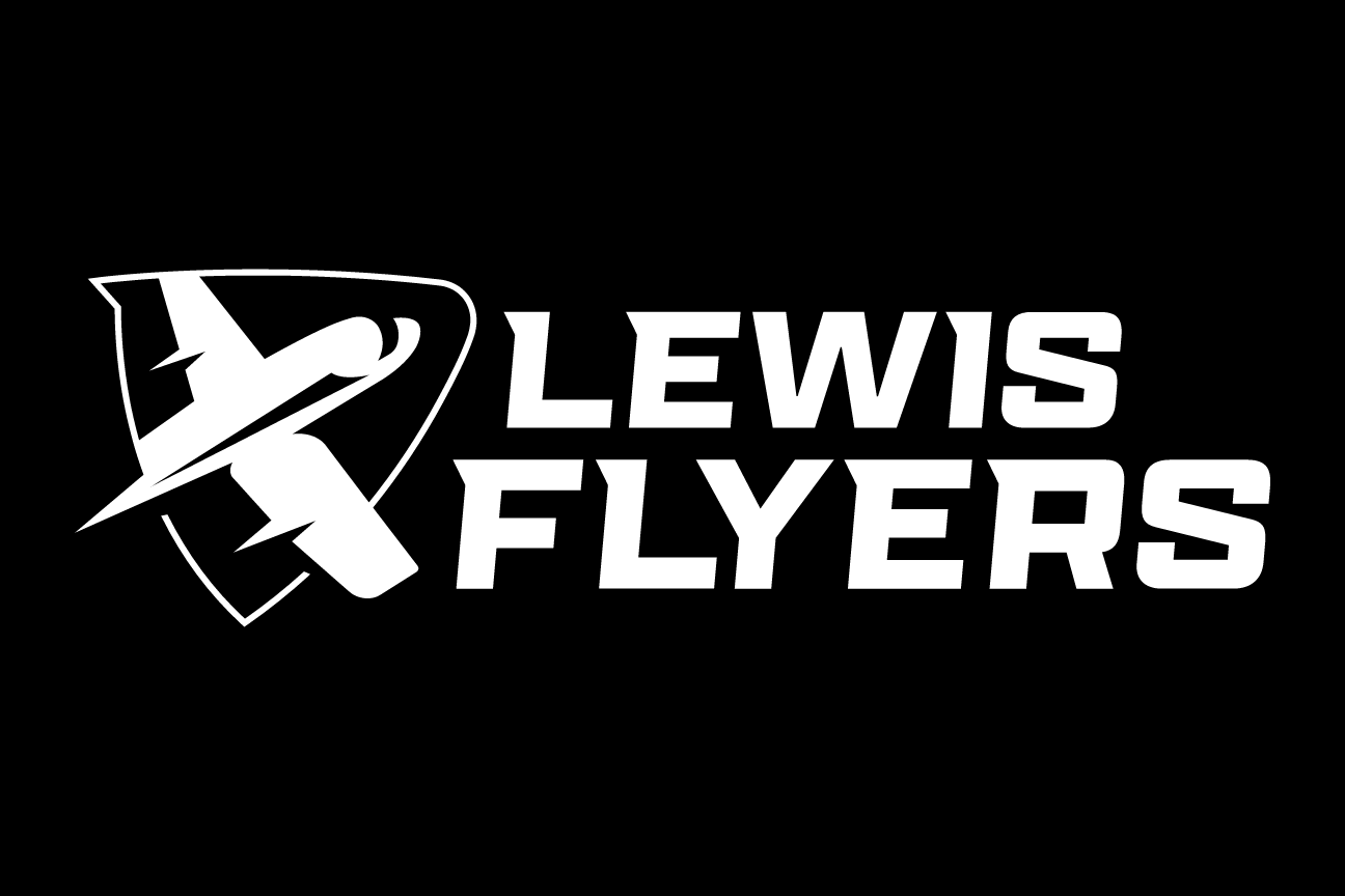 Lewis Flyers primary mark, white on red variant, cell 8