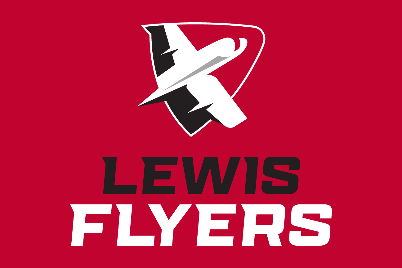 Lewis Flyers stacked secondary mark, white/black on red variant, cell 19