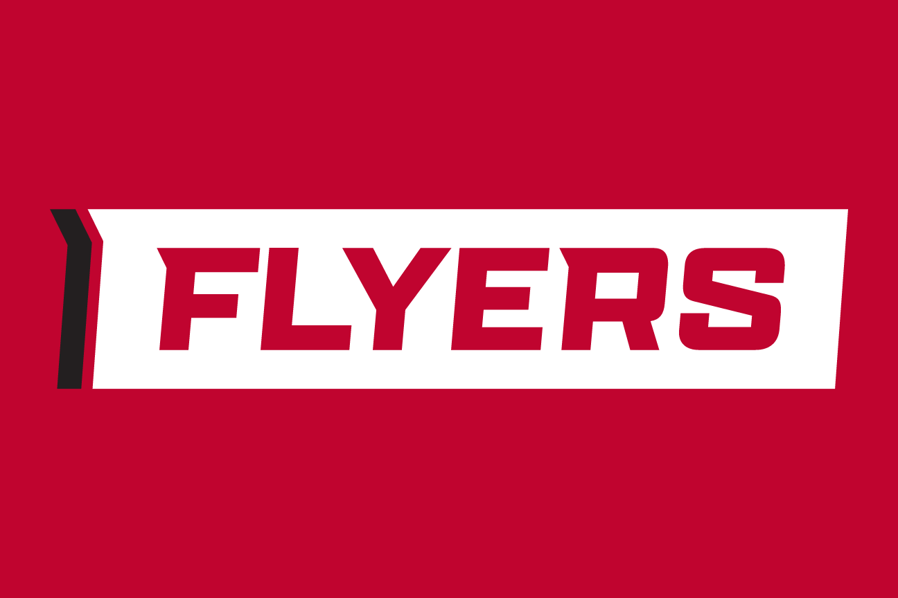 Flyers wordmark, white in box on red variant, cell 25