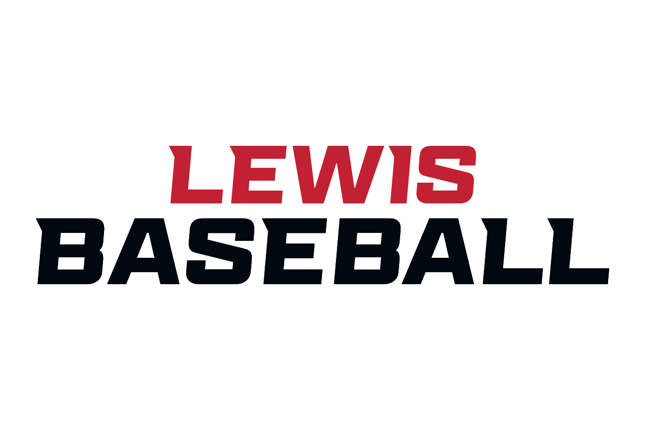 Lewis Athletics wordmark, black/white on red variant, cell 28