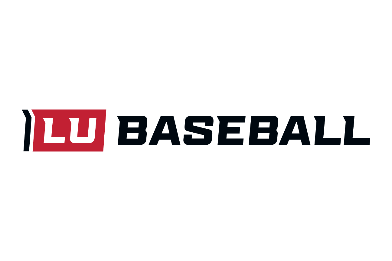 Lewis Athletics wordmark, white/black on red variant, cell 31
