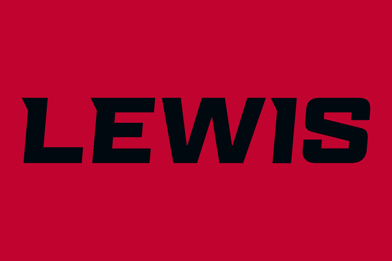 LEWIS wordmark, black on red variant, cell 40