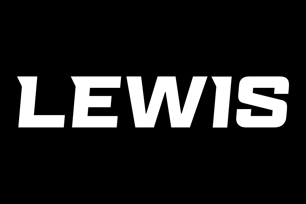 LEWIS wordmark, white on black variant, cell 41