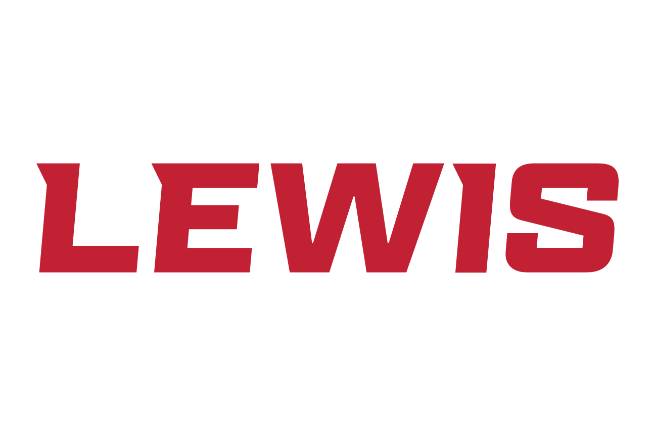 LEWIS wordmark, white on red box variant, cell 44