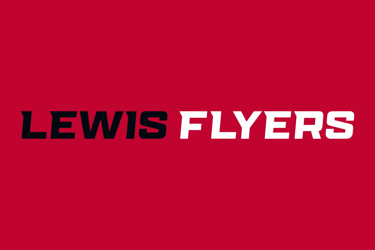 LEWIS FLYERS wordmark, black and white on red variant, cell 49