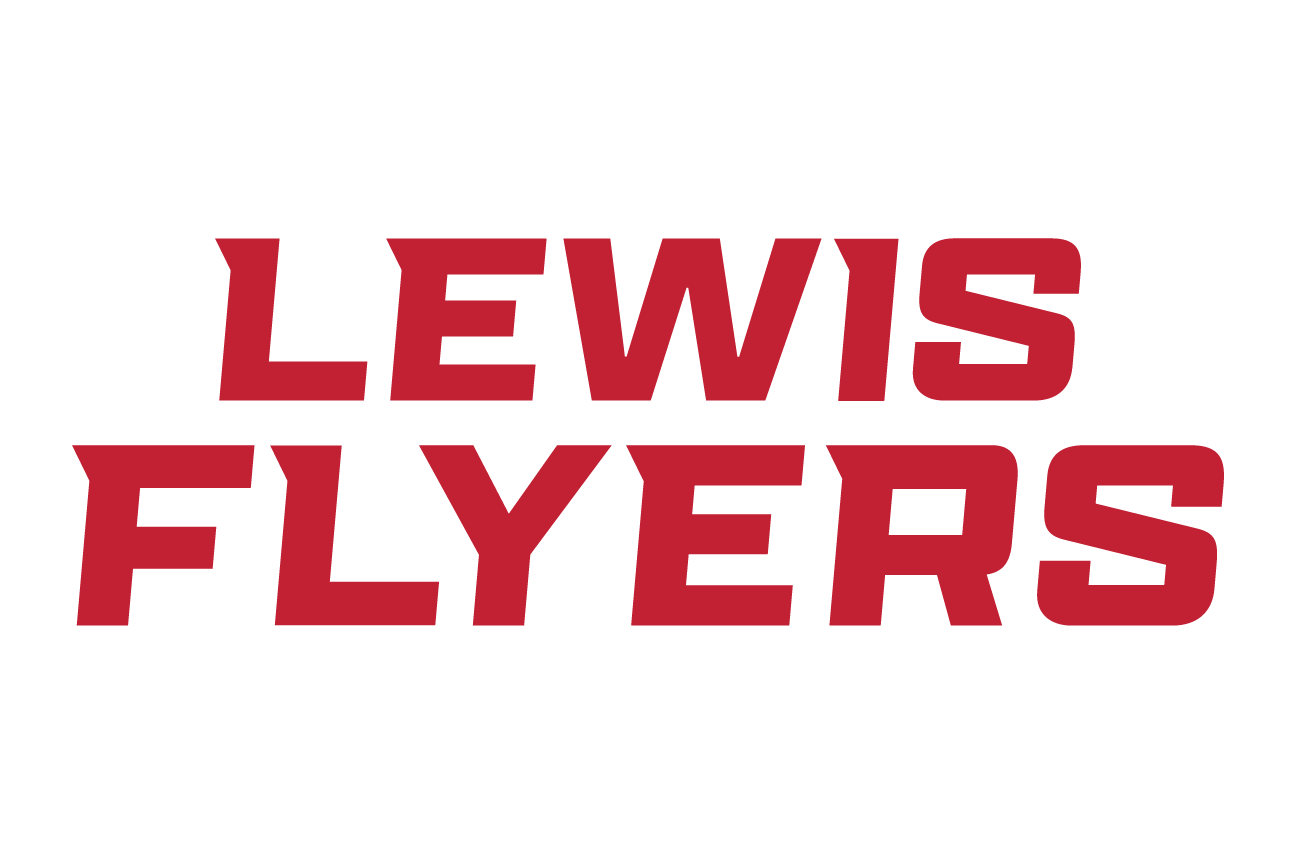 LEWIS FLYERS wordmark, stacked red variant, cell 51