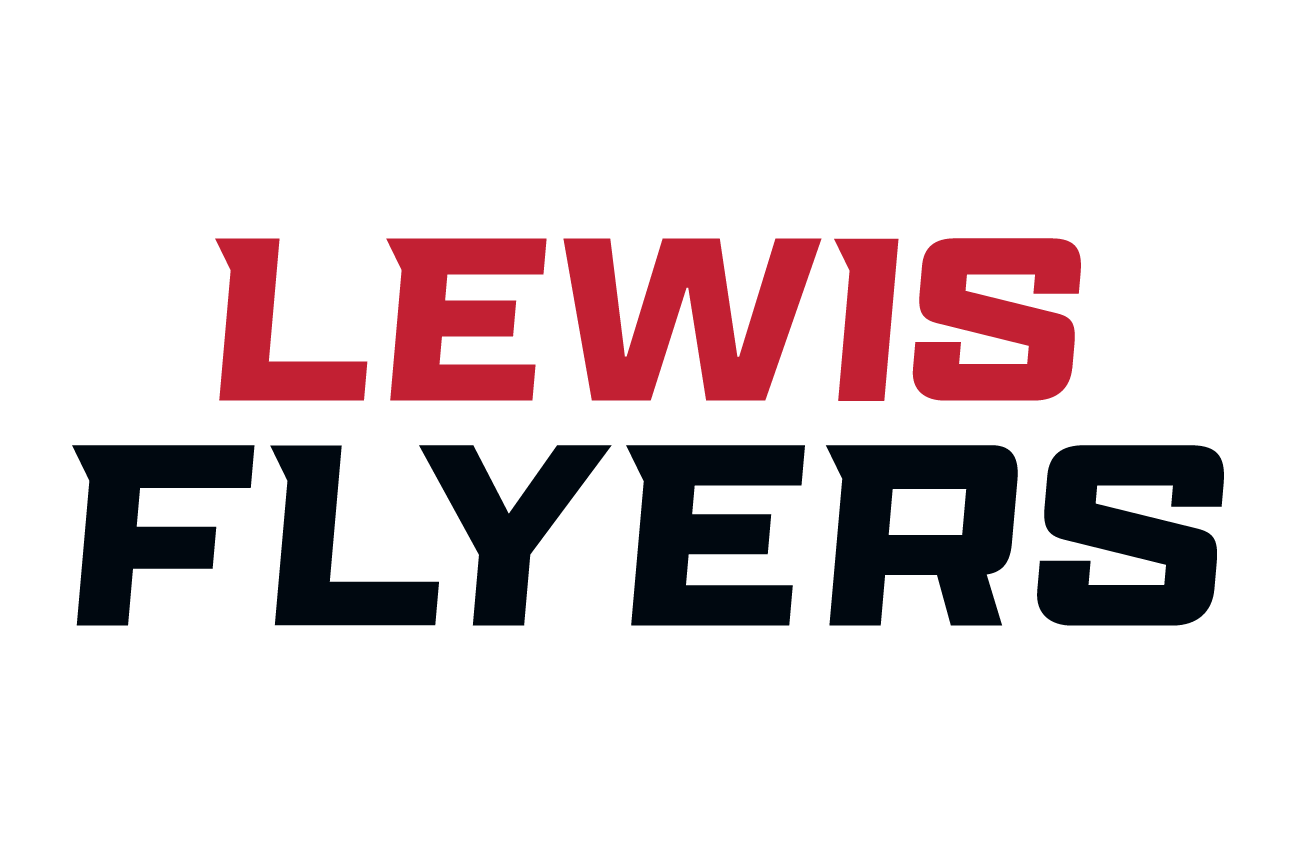 LEWIS FLYERS wordmark, stacked red and black variant, cell 54