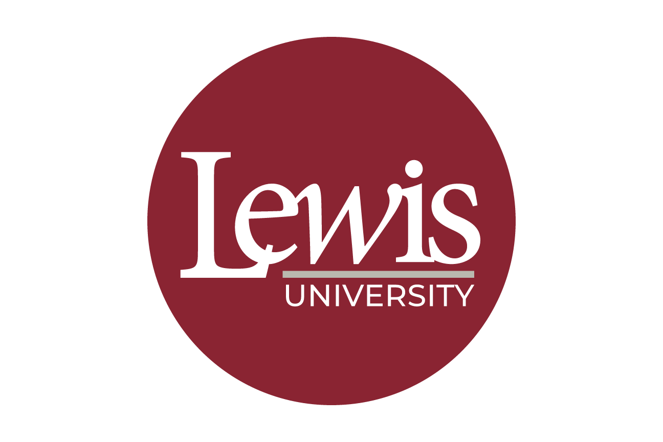Lewis University circle mark, maroon, large variant, cell 95