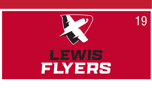 Lewis Flyers stacked secondary mark, white/black on red variant, cell 19