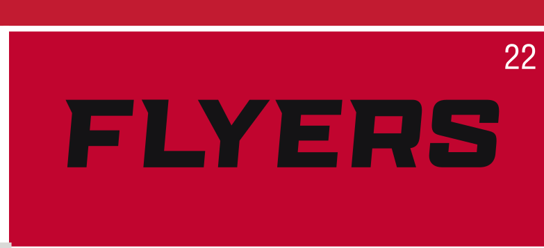 Flyers wordmark, black on red variant, cell 22