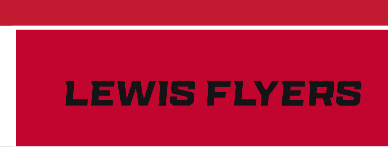 LEWIS FLYERS wordmark, black on red variant, cell 46