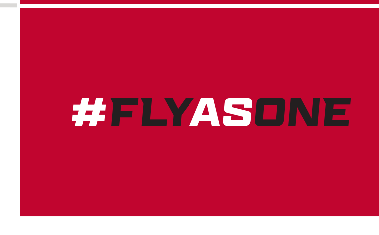 #FLYASONE hashtag, white on red variant, cell 85