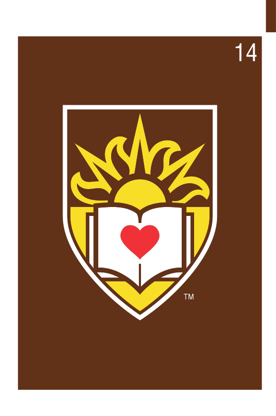 Lehigh shield, full color on brown variant, cell 14