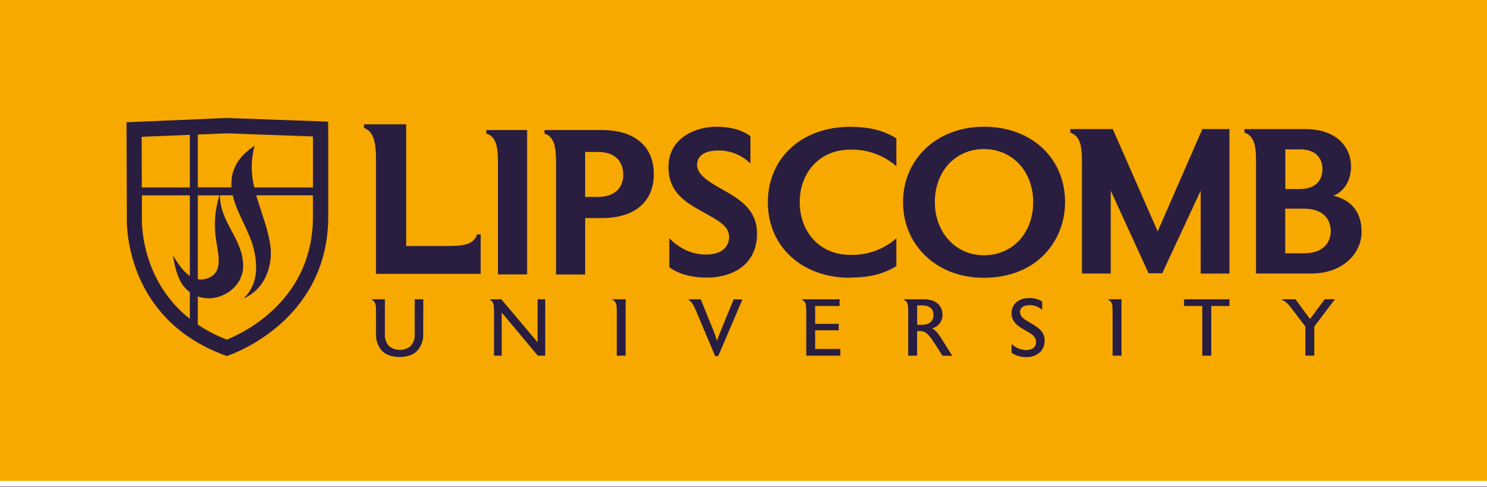 Lipscomb University institutional mark, purple and gold on gold variant, cell 33