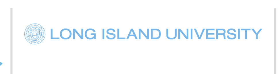 University Seal with Long Island University wordmark, blue variant, cell 17