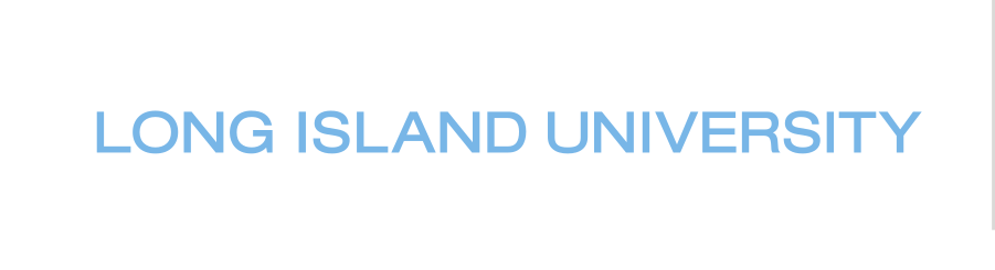 Long Island University wordmark, blue variant, cell 18