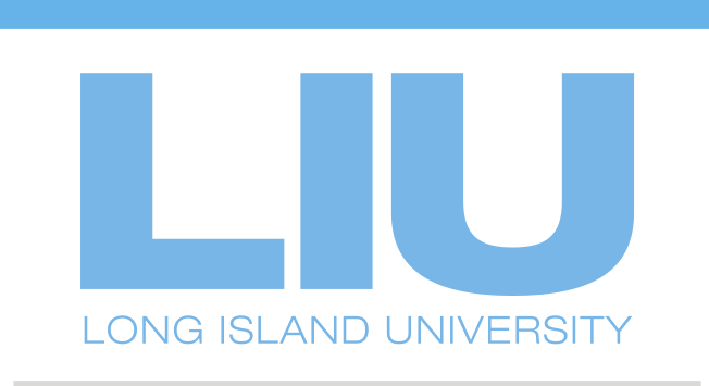 LIU lettermark with Long Island University wordmark, blue variant, cell 19