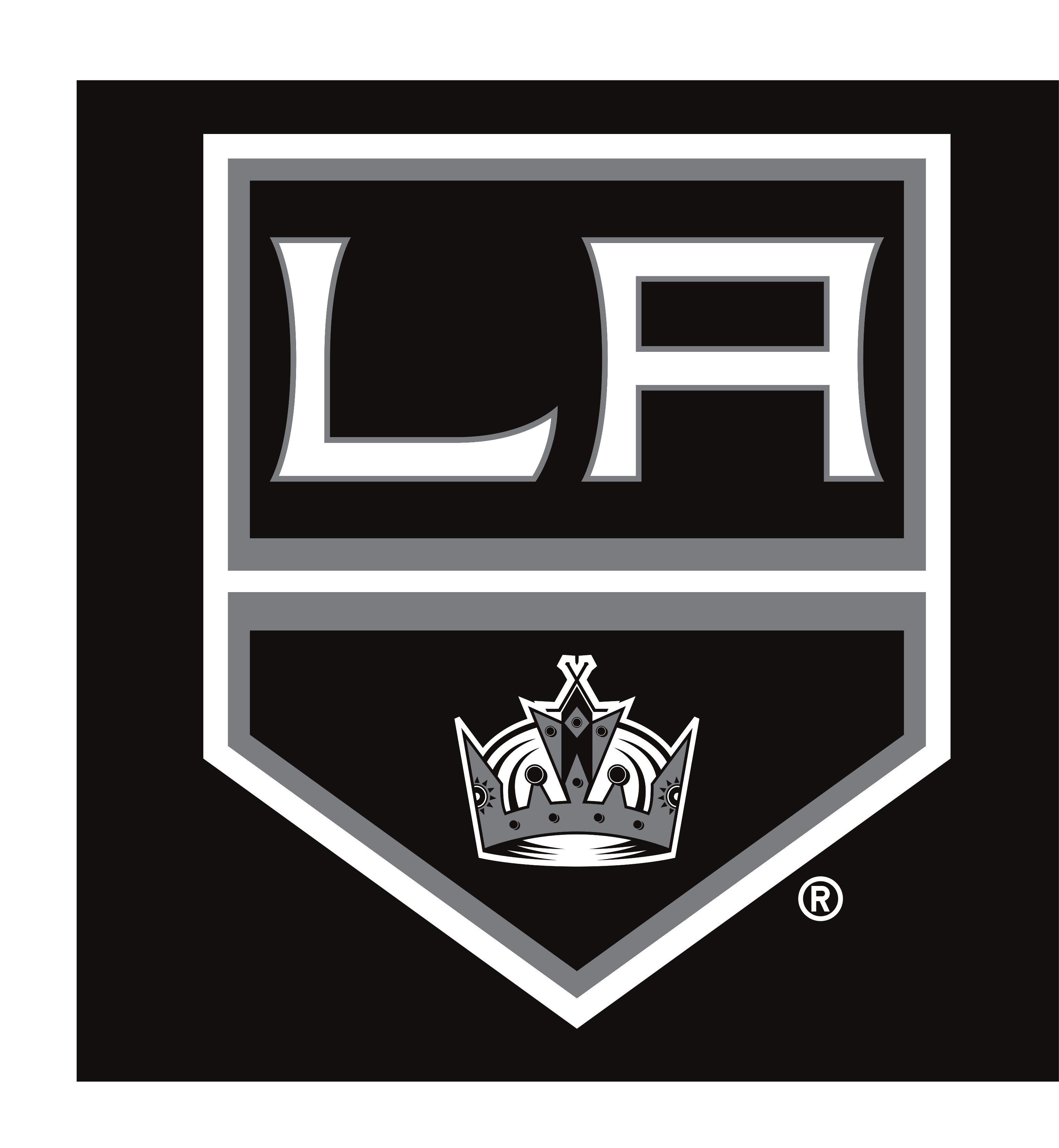 Los Angeles Kings secondary logo, print version with R, black background variant
