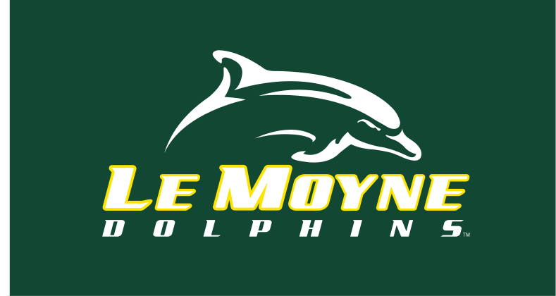 Le Moyne Dolphins logo, full color on green, simplified variant, cell 10