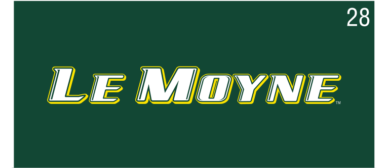 LE MOYNE wordmark, color on green variant, cell 28