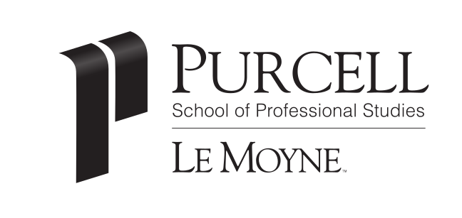Purcell School of Professional Studies lockup, black variant, cell 47